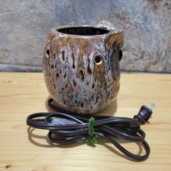 Intertek Ceramic Owl Electric Wax Warmer Brown Glazed Missing Top - Picture 10 of 12